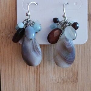 French Wire Faceted Stone Dangle Earrings
